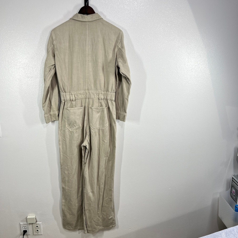 Universal Thread Beige Utility Jumpsuit Women's Size 10 Cotton Lyocell‎ Coverall - Picture 3 of 8